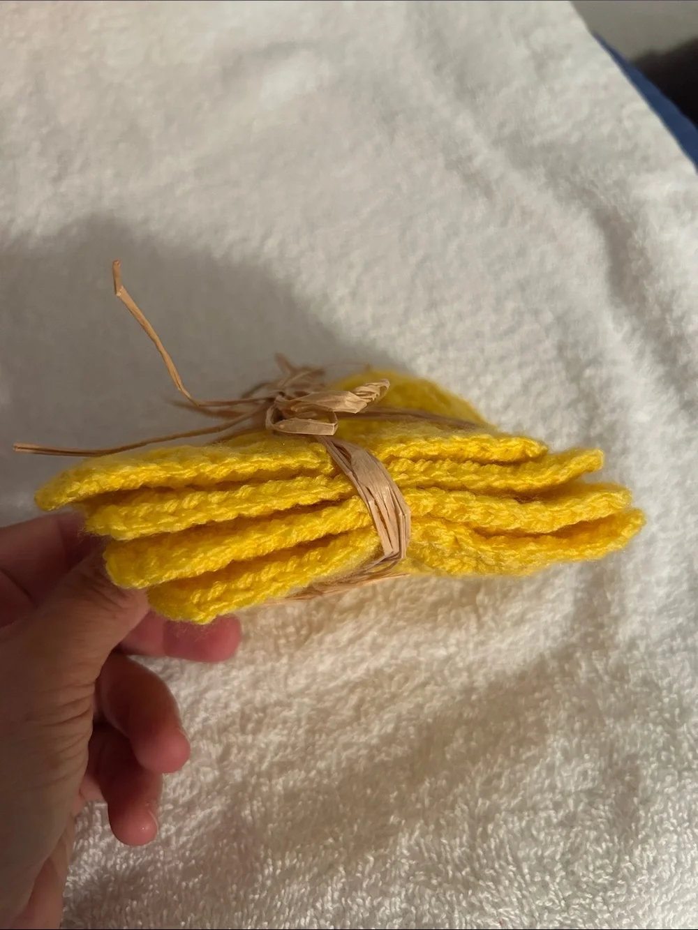 Handmade Yellow Crochet coaster Set - Soft Cotton Blend